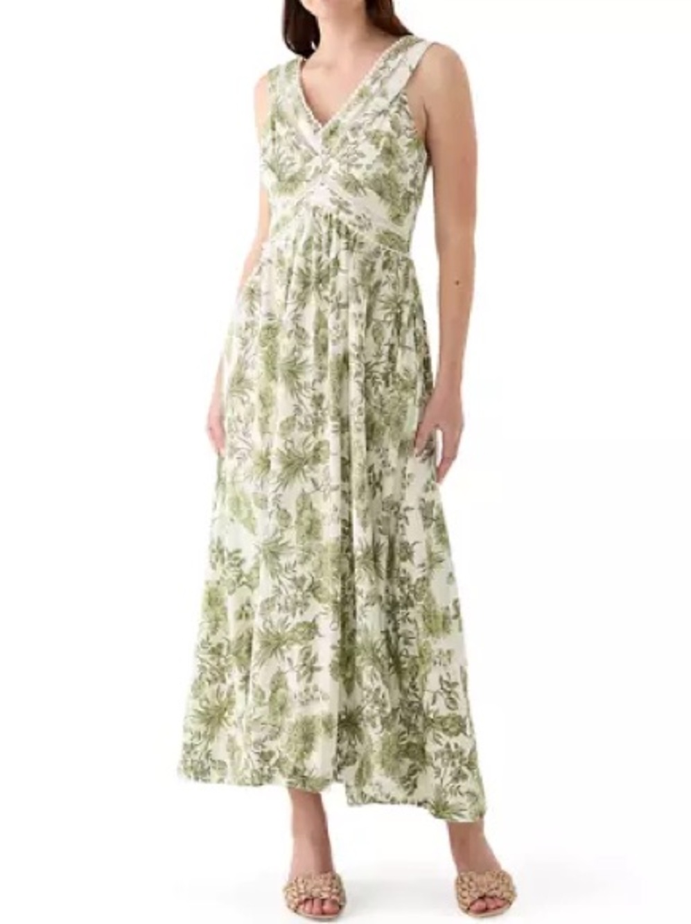 Taylor Green and Ivory Floral Maxi Dress